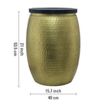 Shell Hammered Side Table With Storage - Gold-Speckle