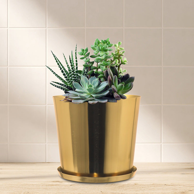 Tash Metal Planter, Medium - Gold