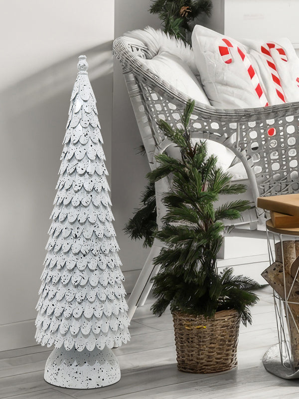 Metal Christmas Tree Decorative Accent - White