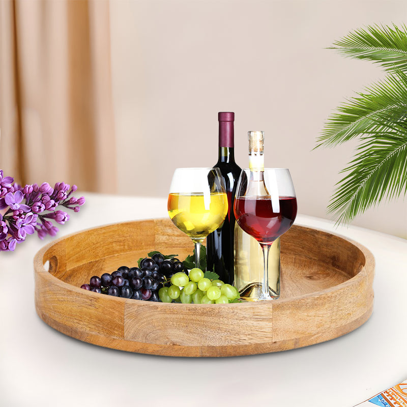 Wooden Round Serving And Décor Tray