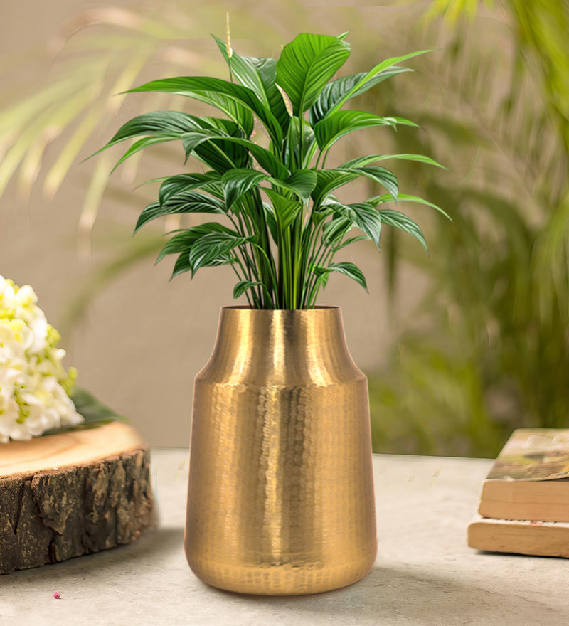 Iron Metal Shiny Gold Hammered Flower vase for Home Décor