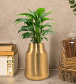 Iron Metal Shiny Gold Hammered Flower vase for Home Décor