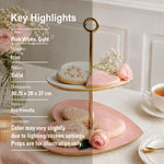 2 Tier Heart Shaped Metal Cake Stand - Multi