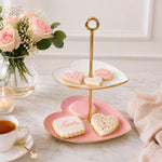 2 Tier Heart Shaped Metal Cake Stand - Multi