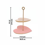 2 Tier Heart Shaped Metal Cake Stand - Multi