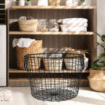 Handcrafted Black Iron  Basket - Round