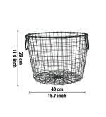 Metal Storage Basket, Round - Black