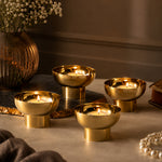 Metal Tealight Holder, Set Of 4 - Gold