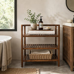 Wooden Storage Rack With 3 Shelves, Large - Walnut