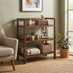Wooden Storage Rack With 3 Shelves, Large - Walnut