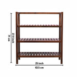 Wooden Storage Rack With 3 Shelves, Large - Walnut