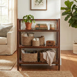 Wooden Storage Rack With 3 Shelves, Large - Walnut