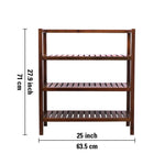 Wooden Storage Rack With 3 Shelves, Large - Walnut