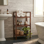 Wooden Storage Rack With 3 Shelves, Medium - Walnut