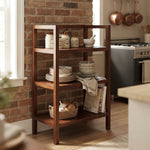 Wooden Storage Rack With 3 Shelves, Medium - Walnut