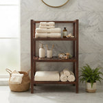 Wooden Storage Rack With 3 Shelves, Medium - Walnut