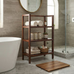 Wooden Storage Rack With 3 Shelves, Medium - Walnut