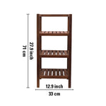 Wooden Storage Rack With 3 Shelves, Small - Walnut