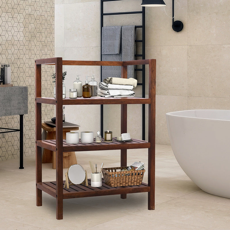 Buy Wooden Storage Rack With 3 Shelf, Medium - Walnut Online