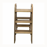 Mango Wood Foldable 3-Step Wide Anti Slip Ladder-Natural