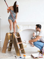 Mango Wood Foldable 3-Step Wide Anti Slip Ladder-Natural