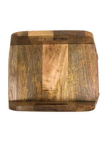 Mango Wood Foldable 3-Step Wide Anti Slip Ladder-Natural