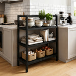 Wooden Storage Rack With 3 Shelves, Large - Black