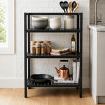 Wooden Storage Rack With 3 Shelves, Large - Black
