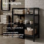 Wooden Storage Rack With 3 Shelves, Large - Black