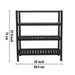 Wooden Storage Rack With 3 Shelves, Large - Black