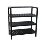 Wooden Storage Rack With 3 Shelves, Large - Black