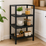 Wooden Storage Rack With 3 Shelves, Medium - Black