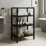 Wooden Storage Rack With 3 Shelves, Medium - Black