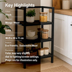 Wooden Storage Rack With 3 Shelves, Medium - Black