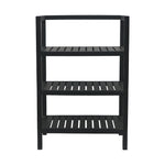 Wooden Storage Rack With 3 Shelves, Medium - Black