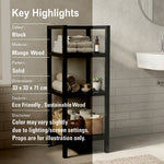 Wooden Storage Rack With 3 Shelves, SMall - Black