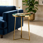 Floris Metal Side Table - Gold & Green