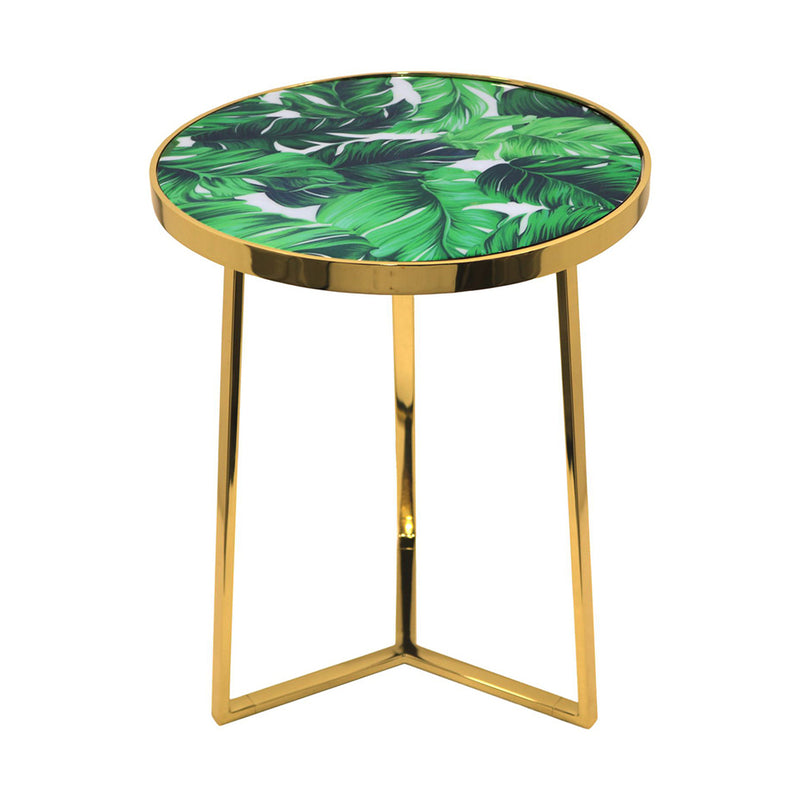 Floris Metal Side Table - Gold & Green