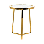 Floris Metal Side Table With Marble Top - Gold