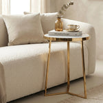 Floris Metal Side Table With Marble Top - Gold