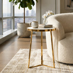 Floris Metal Side Table With Marble Top - Gold