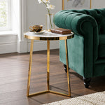 Floris Metal Side Table With Marble Top - Gold