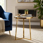 Floris Metal Side Table With Marble Top - Gold