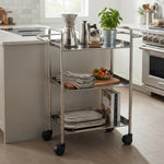 Linear Lux Metal 3 Tier Serving Trolley - Silver