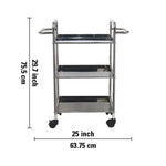 Linear Lux Metal 3 Tier Serving Trolley - Silver