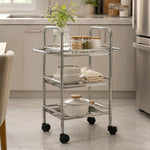Metal 3 Tier Serving Trolley - Silver