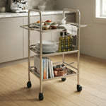 Metal 3 Tier Serving Trolley - Silver