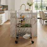 Metal 3 Tier Serving Trolley - Silver