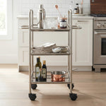 Metal 3 Tier Serving Trolley - Silver