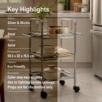 Metal 3 Tier Serving Trolley - Silver